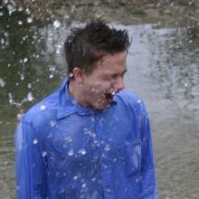 wamgame1: Chris Soaked in a Suit in the River