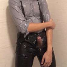 Daniel Wetlook: Daniel in Gray Shirt, Black Suspenders and Trousers