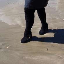 Wet_look_elena: Leather in the Sea