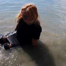 Wet_look_elena: Leather in the Sea