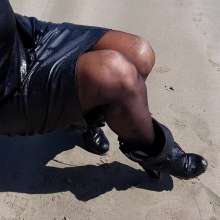 Wet_look_elena: Leather in the Sea