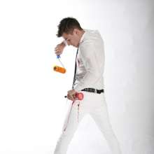 wamgame1: Pj in White Skinnies Covered in Paint and Ripped