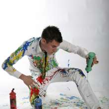 wamgame1: Pj in White Skinnies Covered in Paint and Ripped