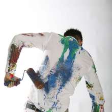 wamgame1: Pj in White Skinnies Covered in Paint and Ripped