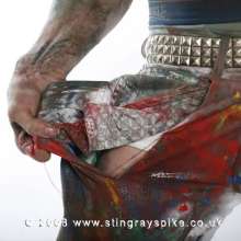 wamgame1: Pj in White Skinnies Covered in Paint and Ripped