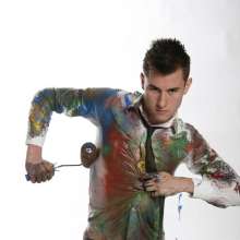 wamgame1: Pj in White Skinnies Covered in Paint and Ripped