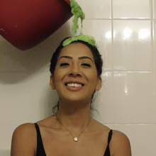 Slimed Models: Minerva Taking a nasty Green Slime Straight to her Face!  Yuck!