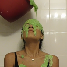 Slimed Models: Minerva Taking a nasty Green Slime Straight to her Face!  Yuck!