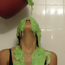 Slimed Models: Minerva Taking a nasty Green Slime Straight to her Face!  Yuck!