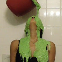 Slimed Models: Minerva Taking a nasty Green Slime Straight to her Face!  Yuck!