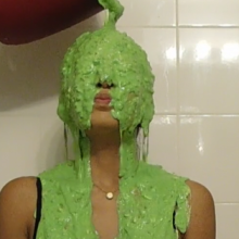Slimed Models: Minerva Taking a nasty Green Slime Straight to her Face!  Yuck!