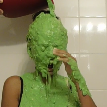 Slimed Models: Minerva Taking a nasty Green Slime Straight to her Face!  Yuck!