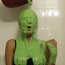 Slimed Models: Minerva Taking a nasty Green Slime Straight to her Face!  Yuck!