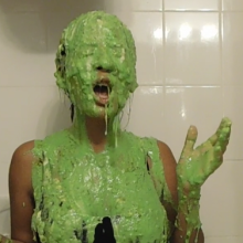 Slimed Models: Minerva Taking a nasty Green Slime Straight to her Face!  Yuck!