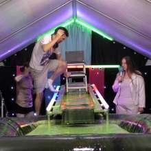 LiquidX: The Plunga!  Messyworld Producer Dunked by Janey and Michaela