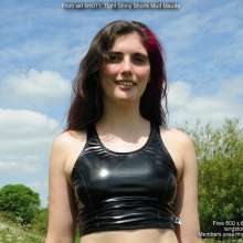 DungeonMasterOne: Very muddy Maude in tight and shiny shorts and top!