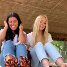 FunFilled Photography: Ashley and Britney's Messy Bare Feet in Chocolate Syrup!