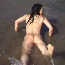 WSMProductions: Jade in Red Silk Pyjamas in the Sea