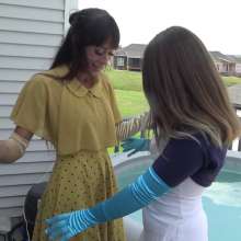 Jayce: Jayce and Alice Soaked in Dresses, Hosiery to Undies!