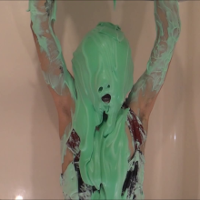 RevSlymsford: Kaydens Gets Messy With Green Slime In New Red + Black Dress