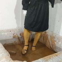 Wetlook Doll: Mud Formal Black Dress + Ripping Clothes