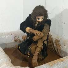 Wetlook Doll: Mud Formal Black Dress + Ripping Clothes