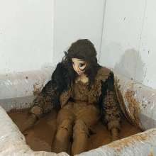 Wetlook Doll: Mud Formal Black Dress + Ripping Clothes