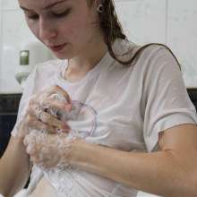 Wet Live Team: Nastya Lathers Her Breasts and Takes a Bath Fully-clothed