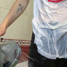 Wet Live Team: Nastya Showed Her Wet Hair, Breasts through a T-shirt And.