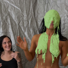 Slimed Models: New Models Ashley and Brittany Get Slimed For First Time (Naked)