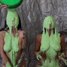Slimed Models: New Models Ashley and Brittany Get Slimed For First Time (Naked)