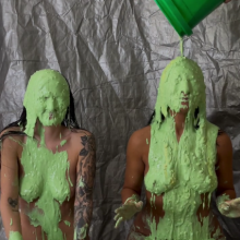 Slimed Models: New Models Ashley and Brittany Get Slimed For First Time (Naked)
