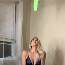 Slimed Models: Scarlett Chunky Green Slimed In An Evening Dress