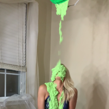 Slimed Models: Scarlett Chunky Green Slimed In An Evening Dress