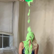 Slimed Models: Scarlett Chunky Green Slimed In An Evening Dress