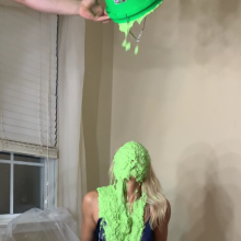 Slimed Models: Scarlett Chunky Green Slimed In An Evening Dress