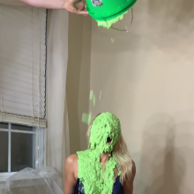 Slimed Models: Scarlett Chunky Green Slimed In An Evening Dress
