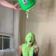 Slimed Models: Scarlett Chunky Green Slimed In An Evening Dress