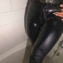 Tight and Wet Clothes: Shower in Tight Blue Jeans, White Top and 5 Inch Heels