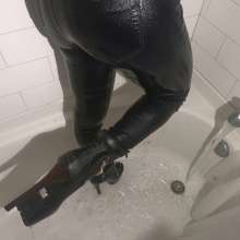 Tight and Wet Clothes: Shower in Tight Blue Jeans, White Top and 5 Inch Heels