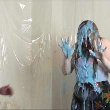 RevSlymsford: Belle + Patience Get Sprayed By The Gunge Gun In The Office