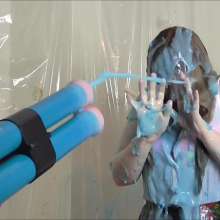 RevSlymsford: Belle + Patience Get Sprayed By The Gunge Gun In The Office