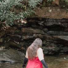 JD and Messy Andi: Formal Gown in a Waterfall