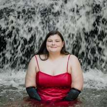 JD and Messy Andi: Formal Gown in a Waterfall