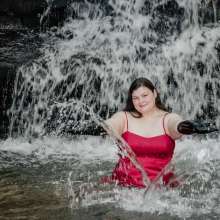 JD and Messy Andi: Formal Gown in a Waterfall