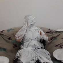 Darkabyss445: Pies in the Face in Leather Dress