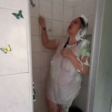 Darkabyss445: Slimed and Pied in White in the Shower Clean Up