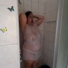 Darkabyss445: Slimed and Pied in White in the Shower Clean Up