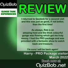 QuizBob: Up to 60GBP off Gunge Tank Experiences during our Long Mucky Weekend Sale!