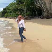 Wet_look_elena: Very Thin White Top and Skintight Jeans in the Sea